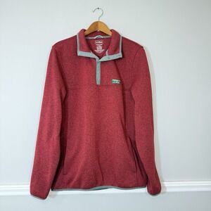 LL Bean Slightly Fitted Jacket Mens Sz LG Tall Fleece Snap T Pullover 502793 Red